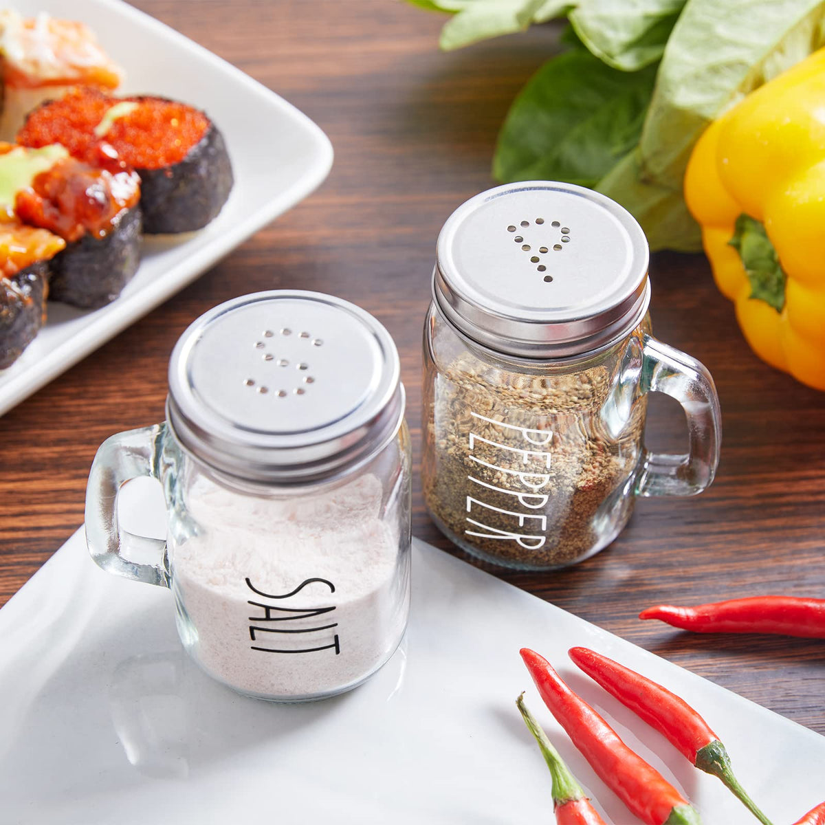 ZOSUJO easy-refill glass shakers with wide openings for neat refills