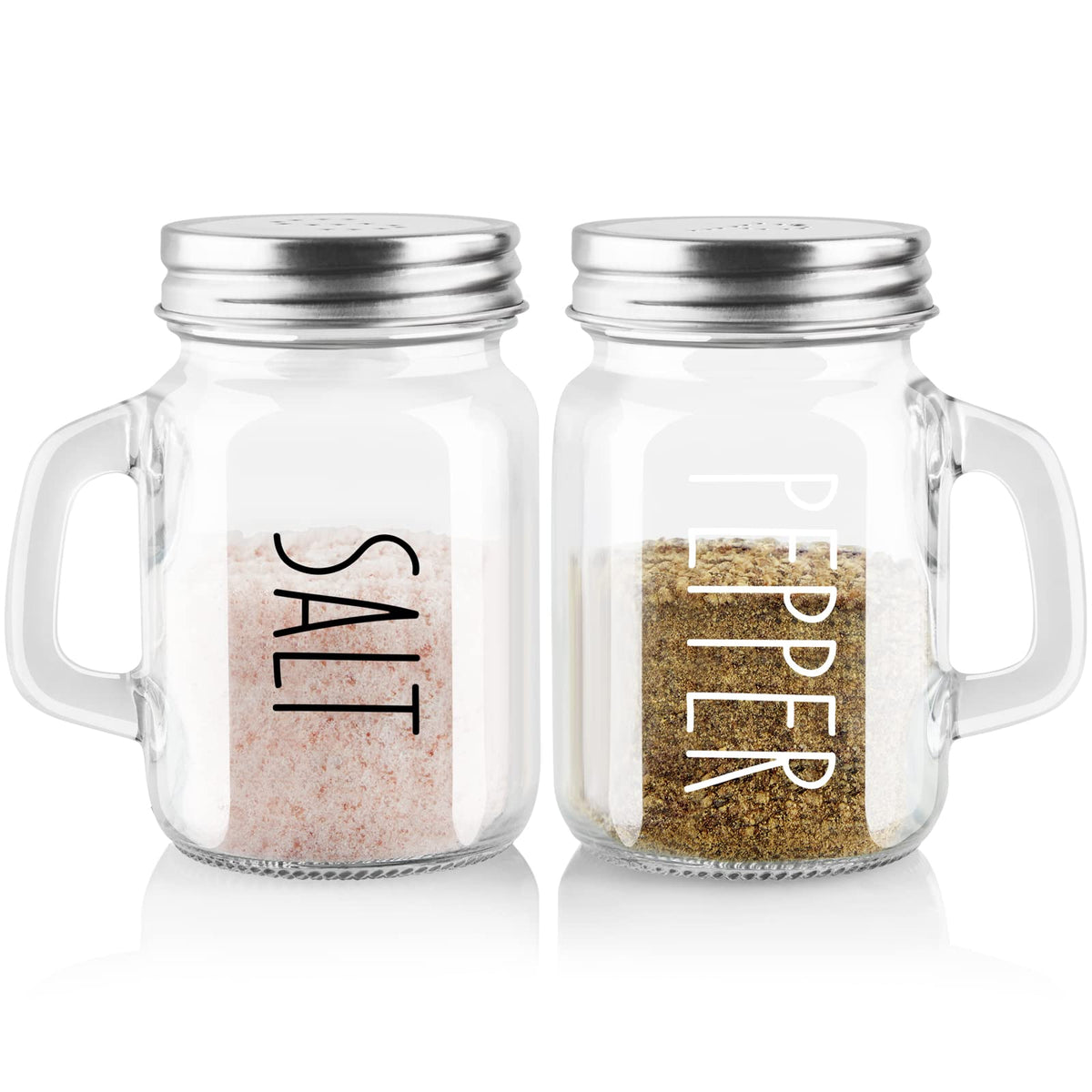 ZOSUJO glass salt and pepper shaker set on kitchen counter for everyday use