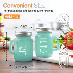 ZOSUJO shakers with engraved S and P on stainless steel lids for quick spice identification.