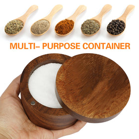 ZOVANO Acacia salt cellar as stylish kitchen decor on table
