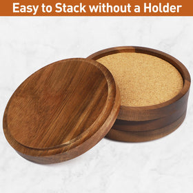 ZOVANO 4.2-inch wooden coasters guard coffee cups.