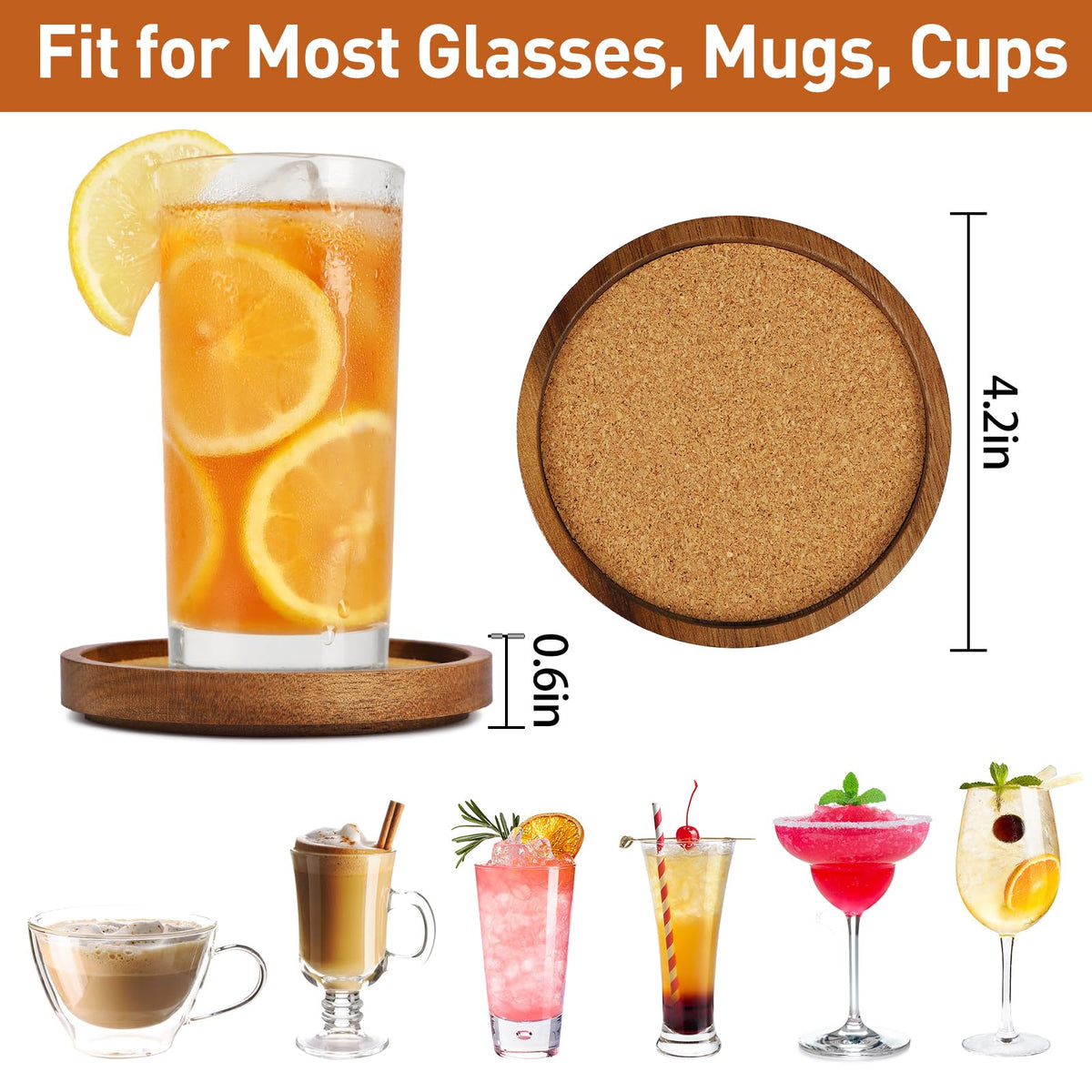 ZOVANO rustic acacia grain coasters elevate dining room decor.
