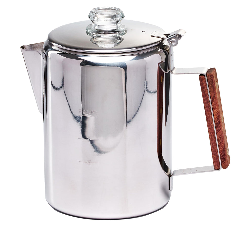 ZOWIE KING camping percolator in outdoor setting brews flavorful coffee on the go.
