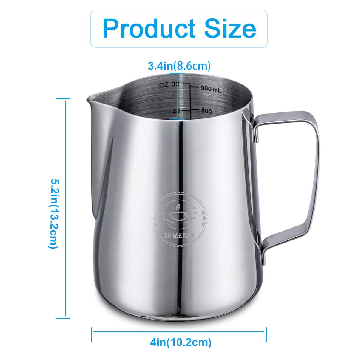 ZOWIE KING Espresso Steaming Pitcher 900ml supports consistent milk texture.