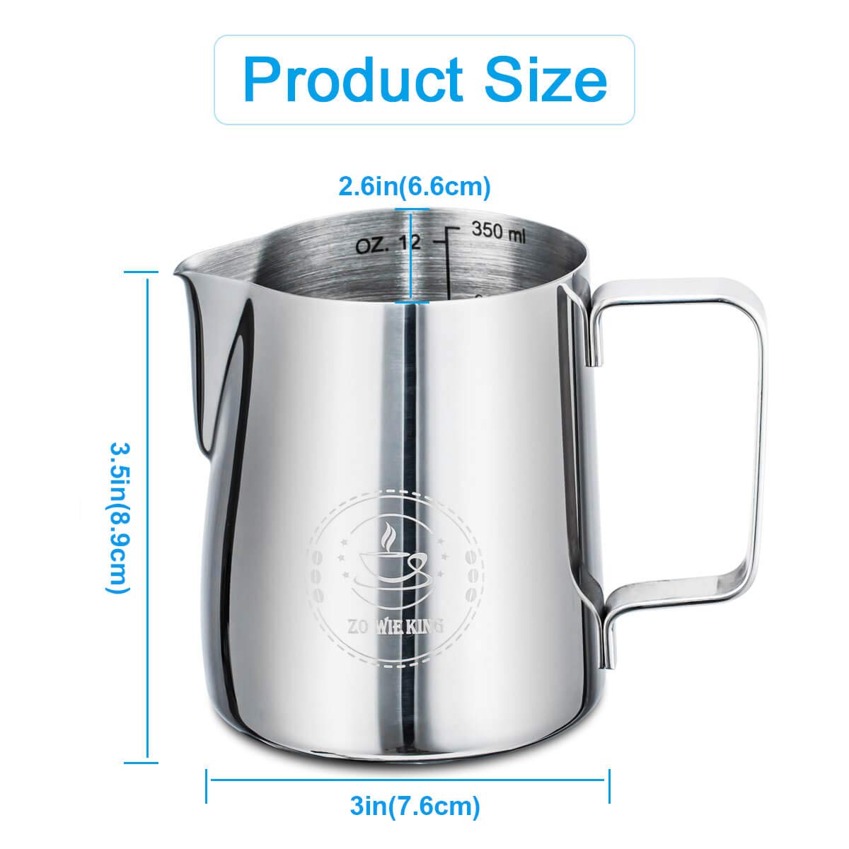Zowie King 12oz pitcher front view highlights ergonomic grip