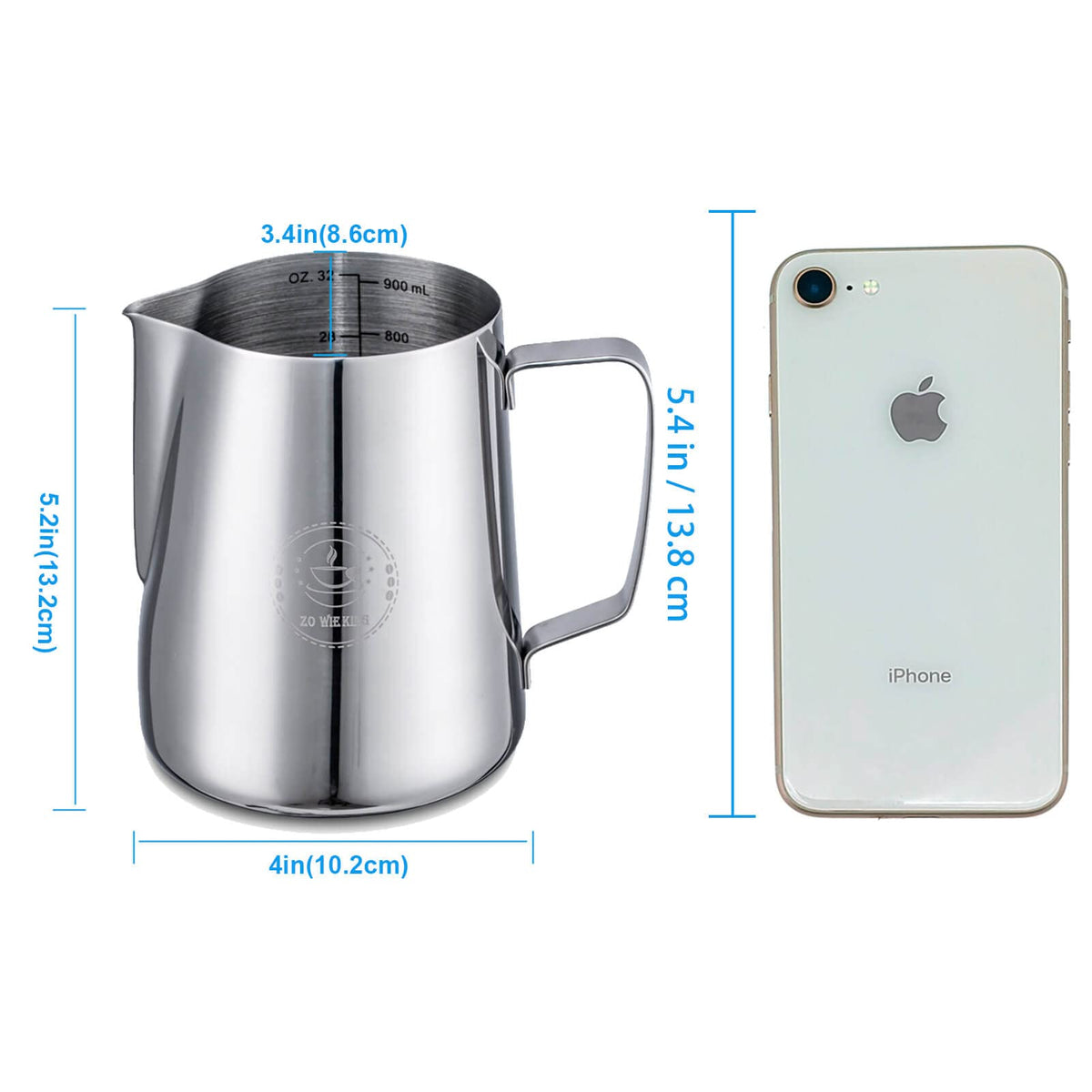 ZOWIE KING Narrow-Mouth Milk Pitcher improves controlled pouring.