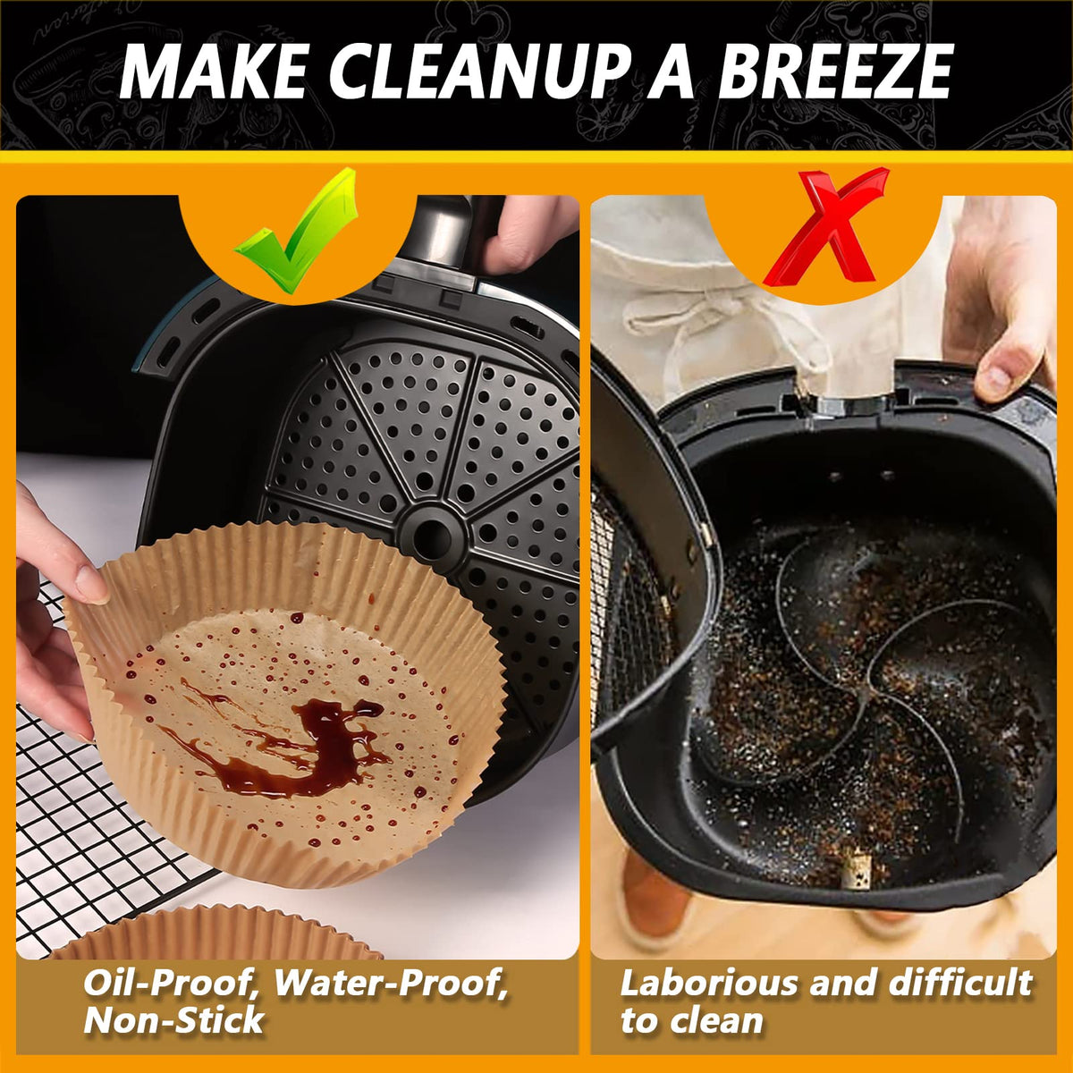 ZOWVAAM non-stick parchment liners prevent sticking and simplify cooking.