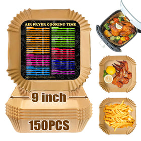 ZOWVAAM air fryer liners square 9 inch package view for mess-free meals.