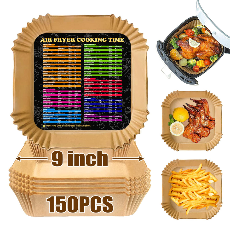 ZOWVAAM air fryer liners square 9 inch package view for mess-free meals.