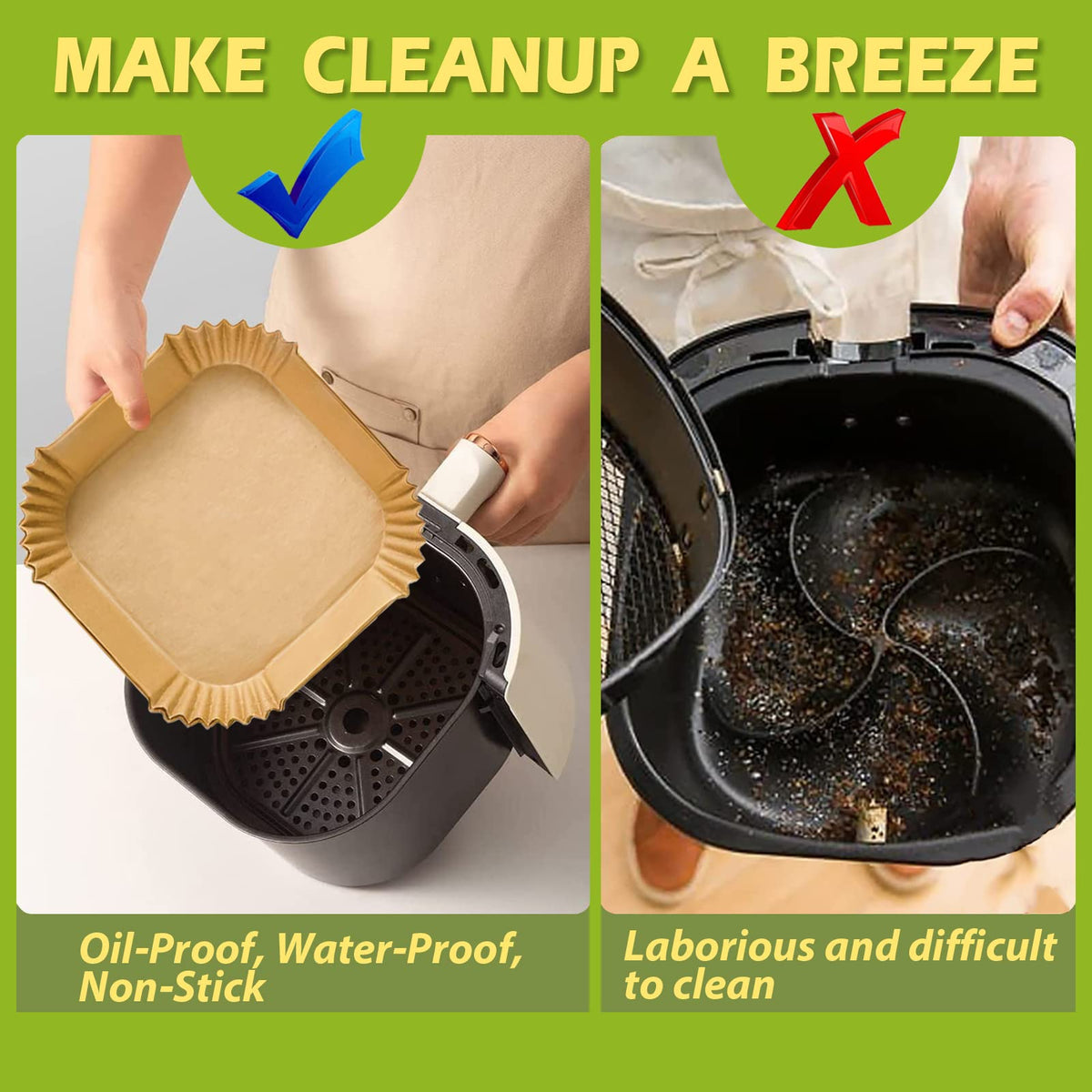ZOWVAAM liners square on counter, greaseproof parchment for quick cleanup.