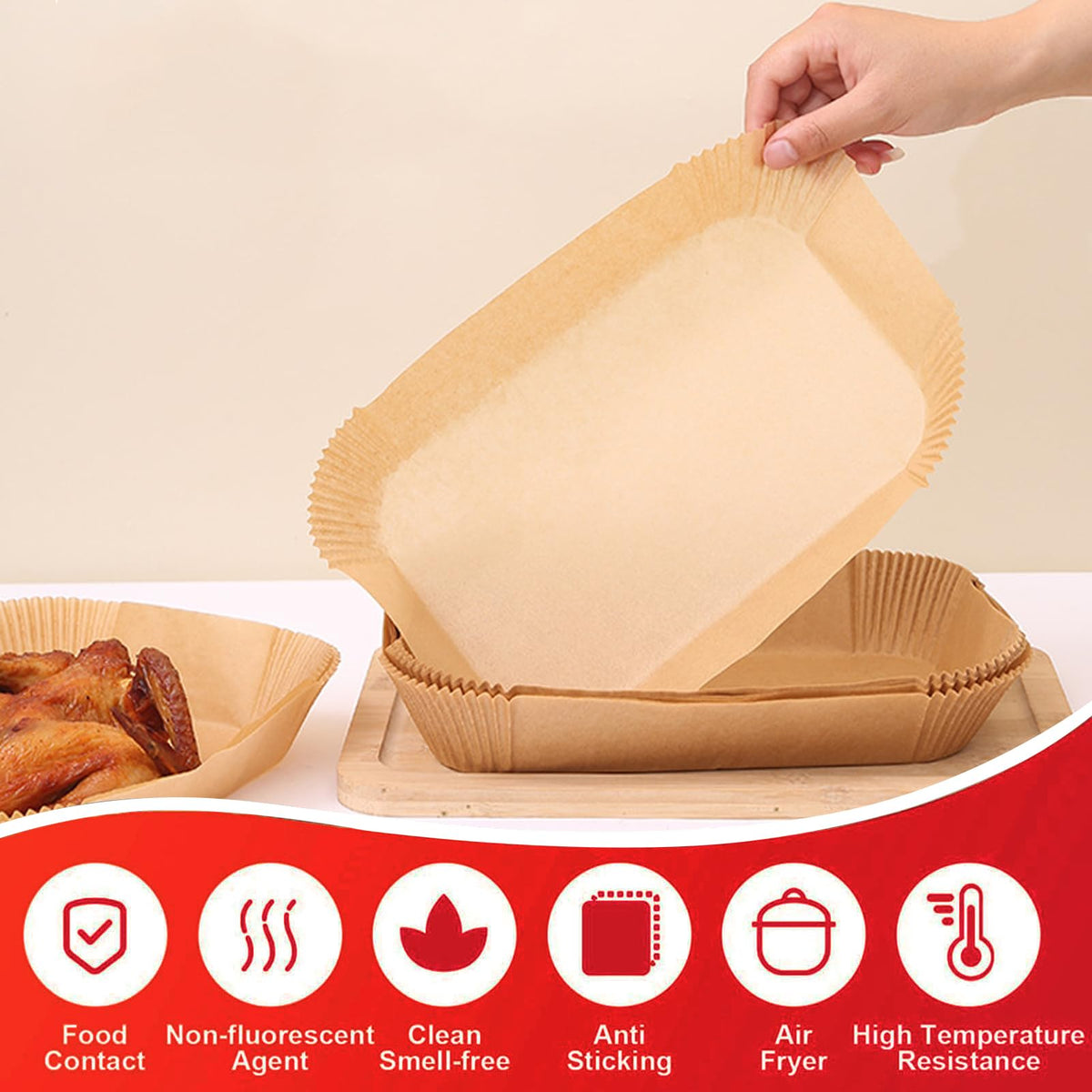 ZOWVAAM disposable liners keep air fryer clean during cooking sessions.