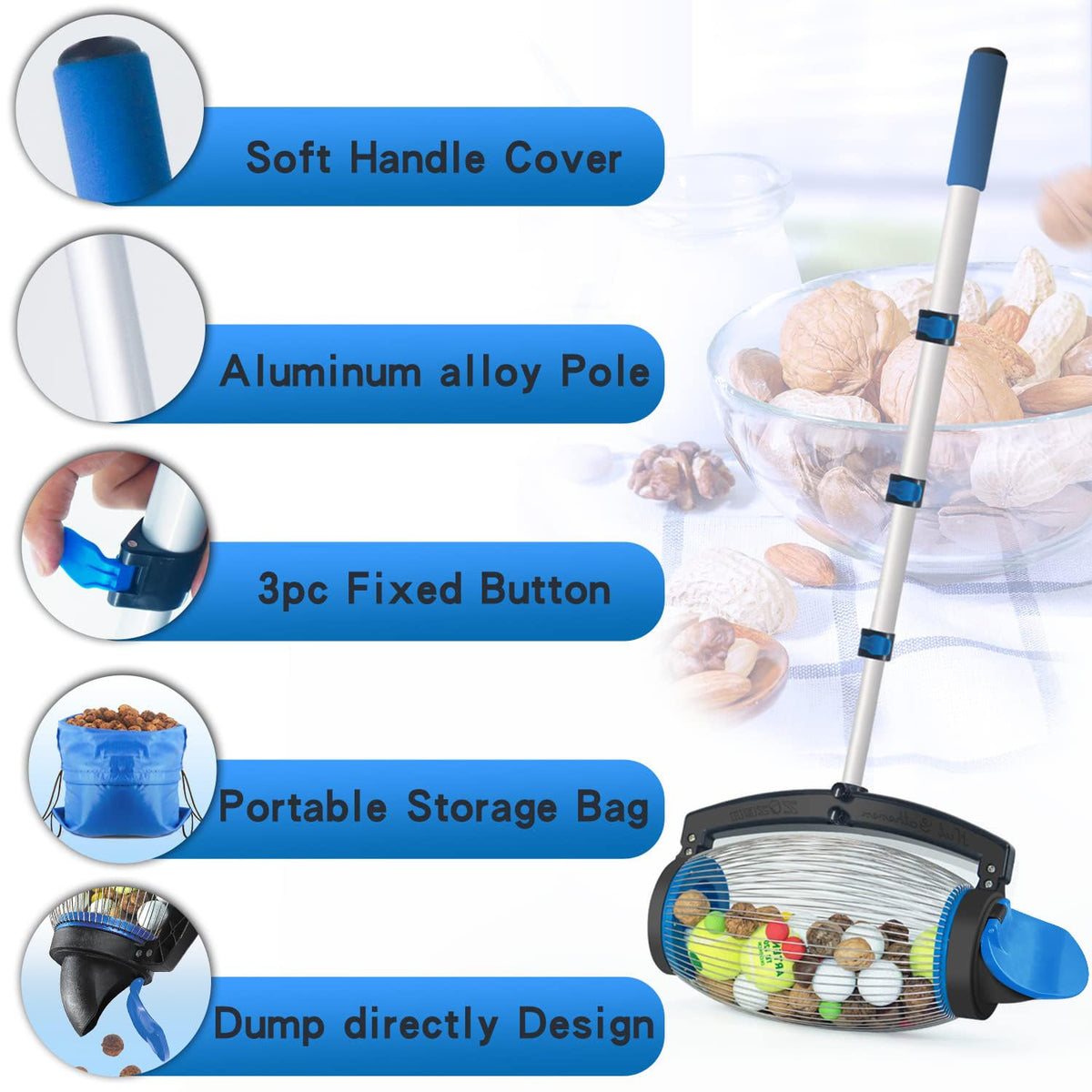 Zozen Nut Gatherer rust-resistant aluminum rod and durable construction