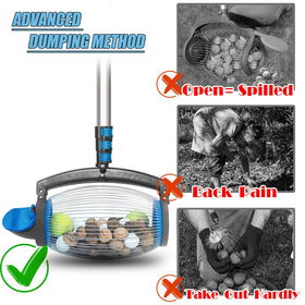 Zozen Nut Gatherer collects nuts from 3/4 to 2 inches on grass