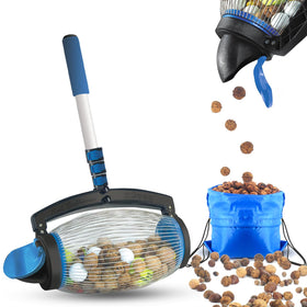 Zozen Nut Gatherer in action with ergonomic handle for easy pickup