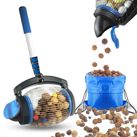 Zozen Nut Gatherer rod assembly enables adjustable height for ergonomic use.