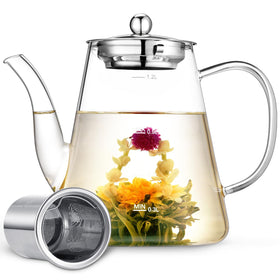 Zpose glass teapot 1200ml showing clear view for precise brewing at home.