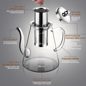 Zpose teapot with removable infuser ideal for loose tea and blooming teas.