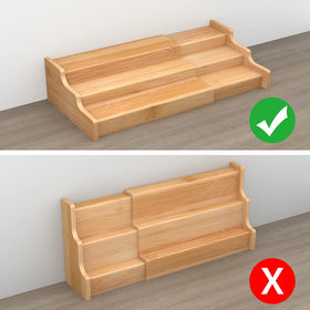 Zri Bamboo spice rack expandable demonstrates flexible cabinet space.