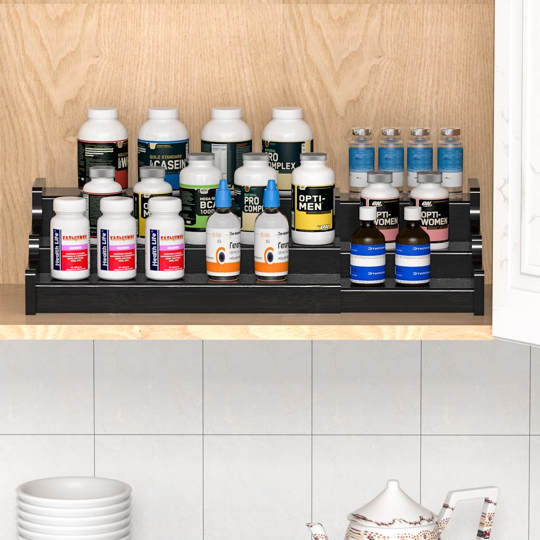 Zri Bamboo spice rack expandable width 12-22 inches keeps your space flexible.