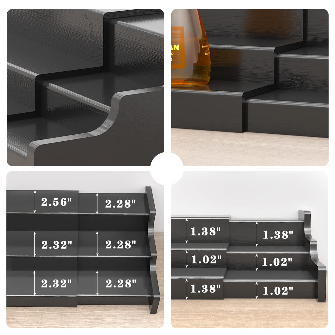 Zri Bamboo spice rack for kitchen cabinet with a modern black finish.