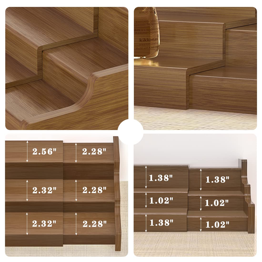 Zri Bamboo spice rack set horizontally for cabinet placement and accessibility.