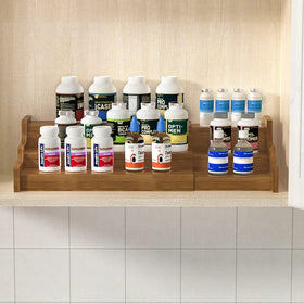 Zri Bamboo spice rack installed in cabinet keeps spices accessible.