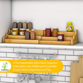 Zri Bamboo spice rack side view highlights sturdy craftsmanship.