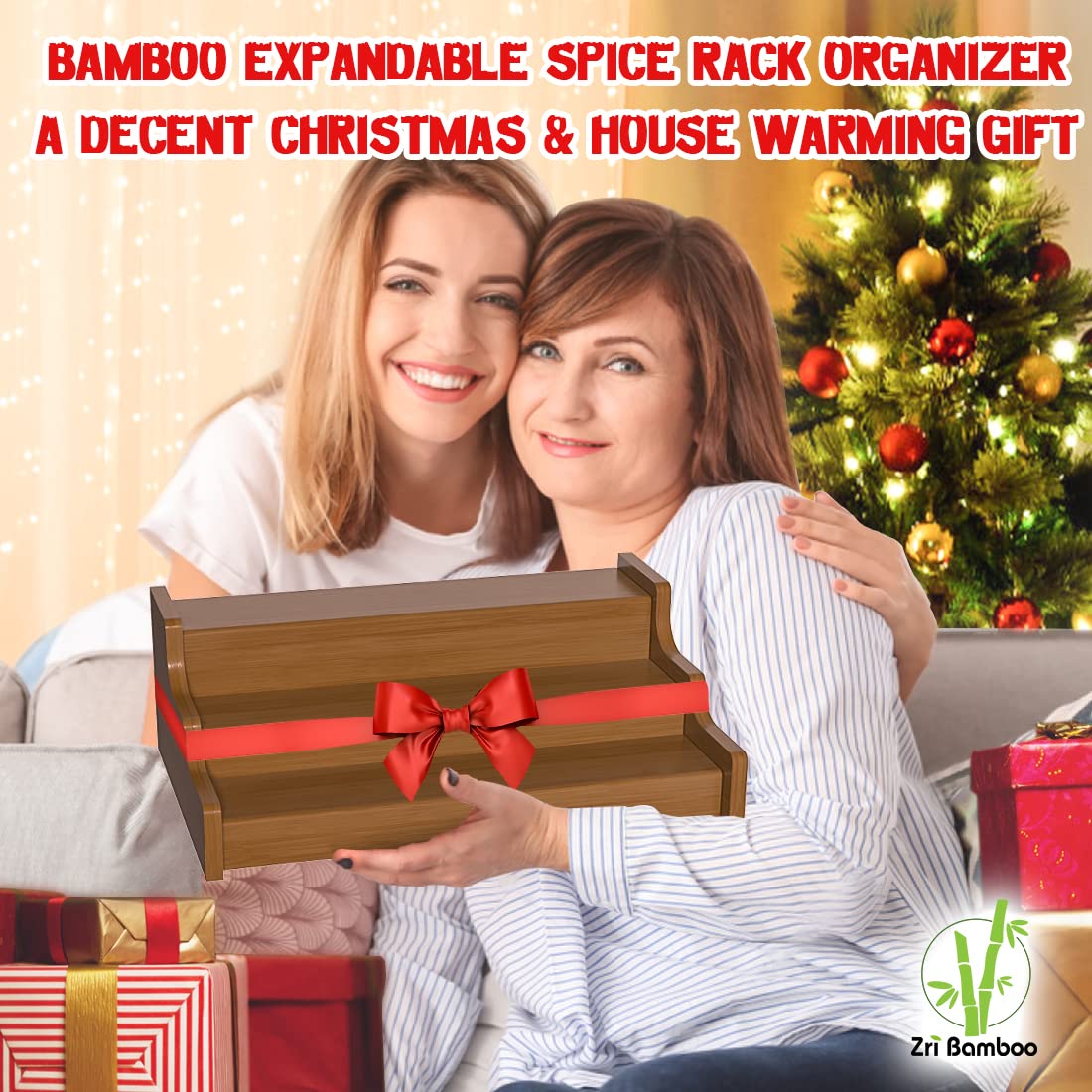 Zri Bamboo spice rack storage for vitamins and oils enhances visibility.