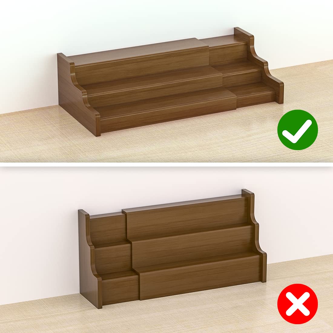 Zri Bamboo walnut finish spice rack complements kitchen decor.