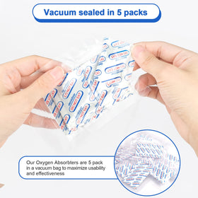 ZRLEI 500cc absorbers inside a Mylar bag for dry goods storage.