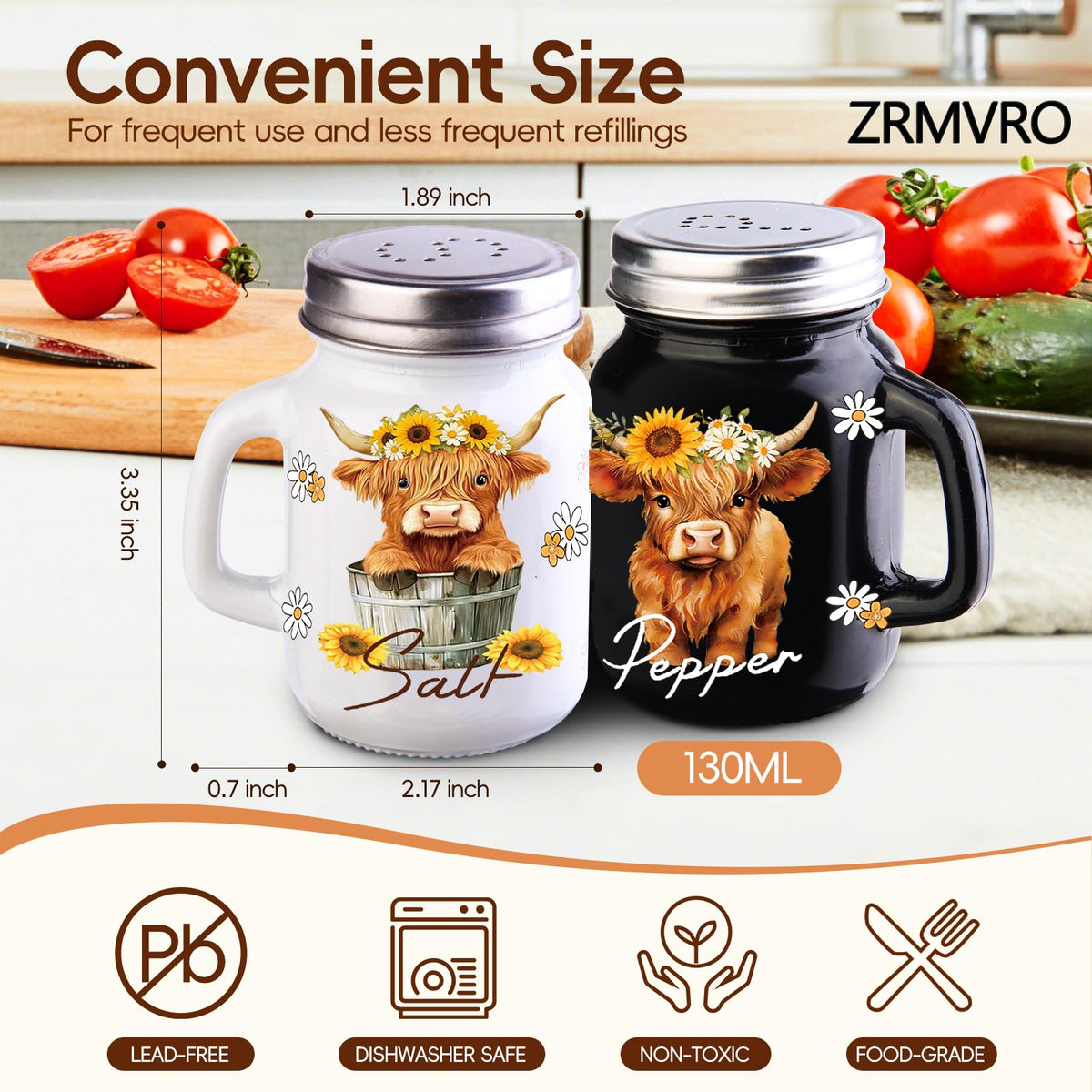 ZRMVRO salt shaker hole size enables precise pours and aroma control.