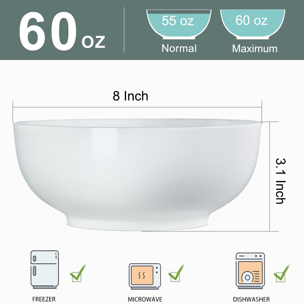 Zscera 8-inch ramen bowl ideal for noodles and soups.