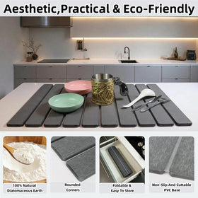 ZSWLXLW foldable drying mat rolled for compact storage in small kitchens.