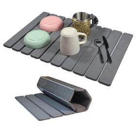 ZSWLXLW large stone dish drying mat laid flat for countertop drying.