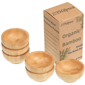 ZTHapwa dipping bowls set in bamboo for sauces and snacks, stylish and eco-friendly.