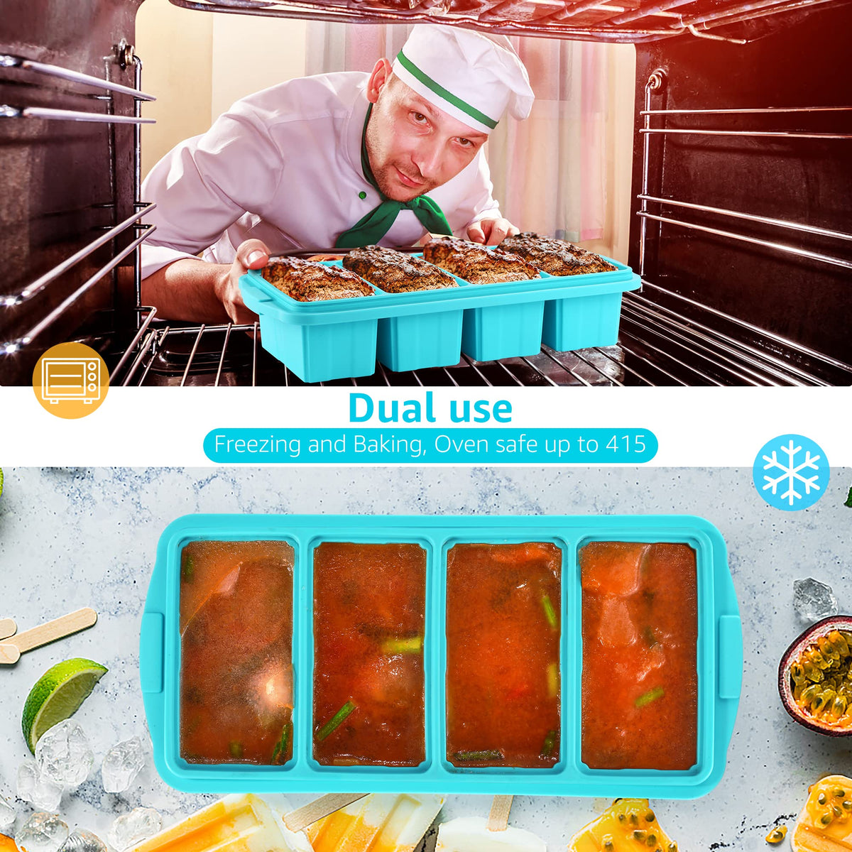 Ztomine large-capacity tray for four 1-cup portions.