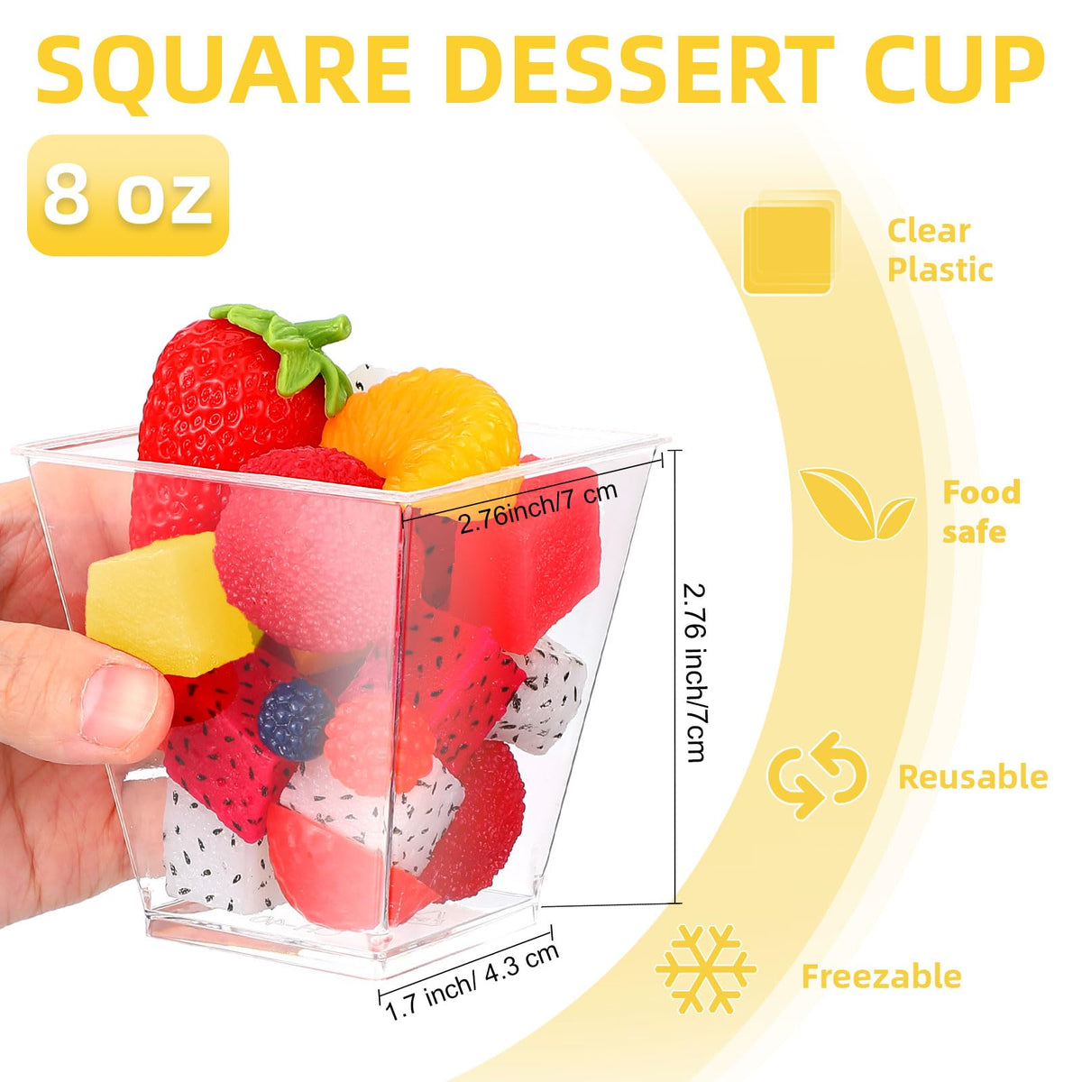 Zubebe clear plastic dessert cups 8oz lightweight for events