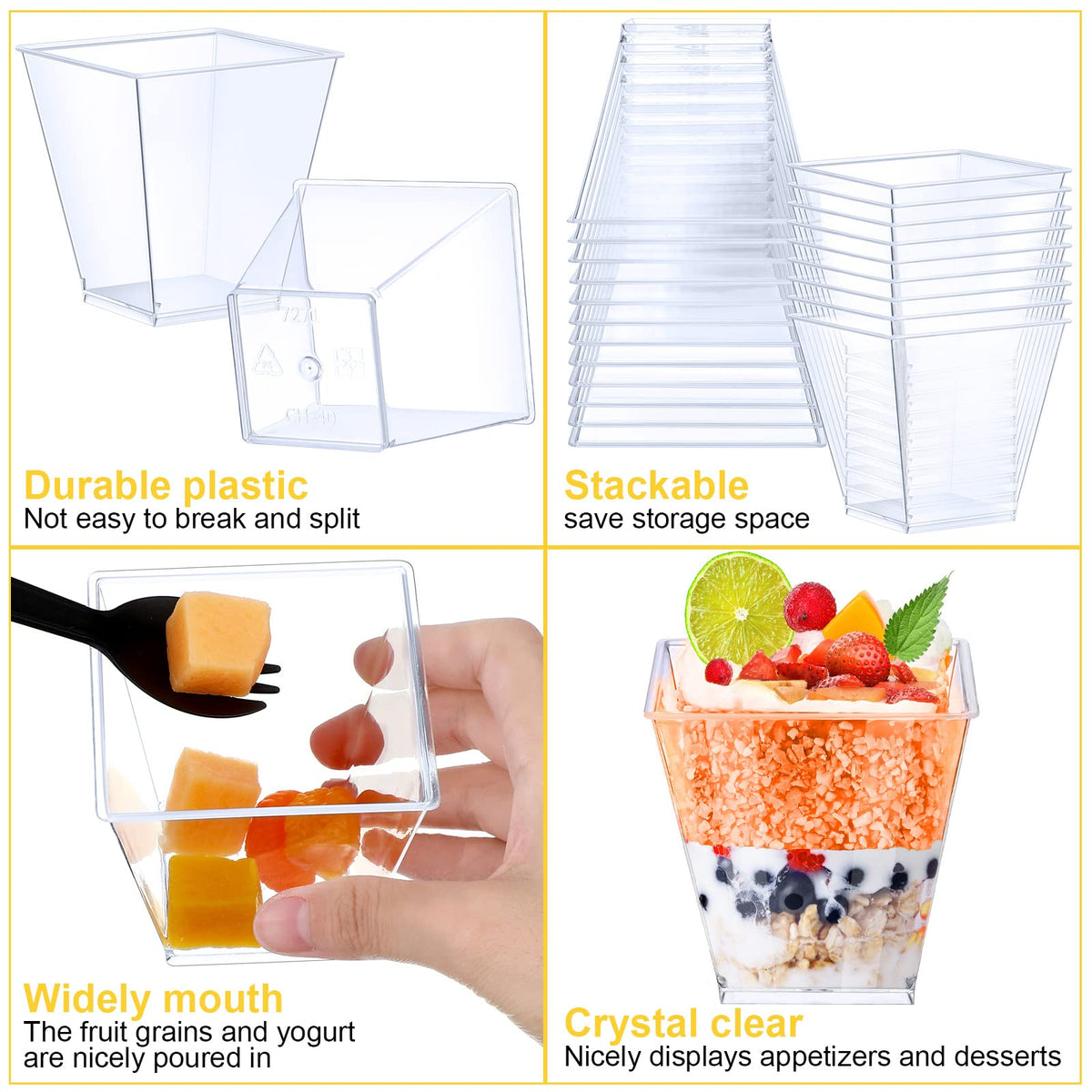 Zubebe stackable square cups save space during party prep