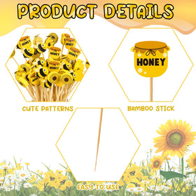 Zubebe Summer Bees bee-pattern picks enhance presentation for drinks and trays