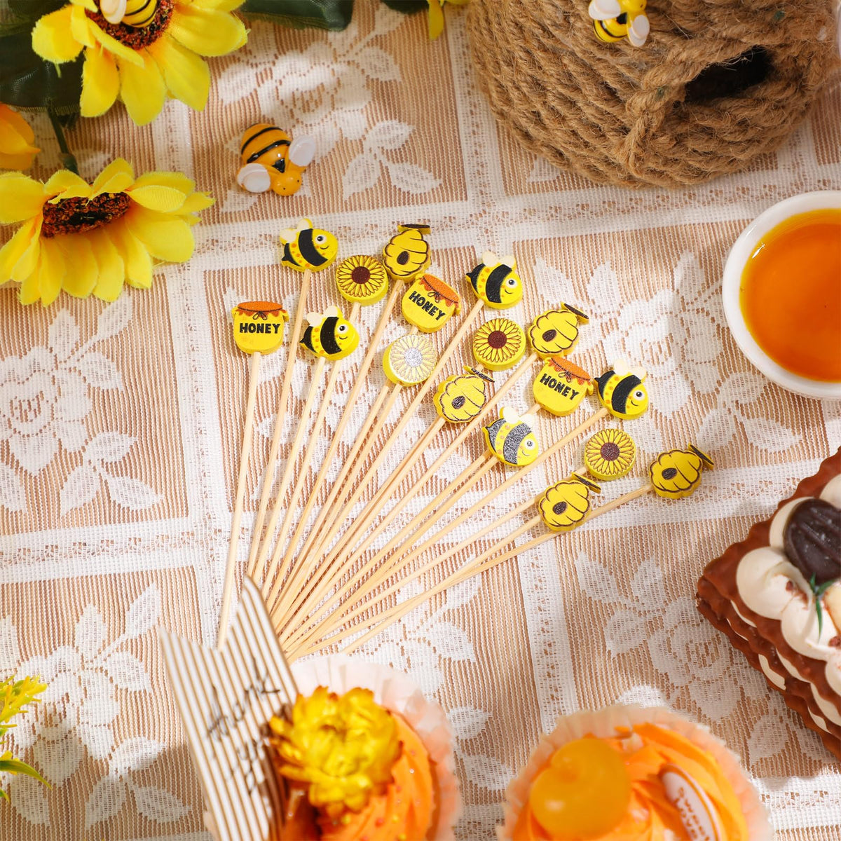 Zubebe Summer Bees beehive picks create festive touch for parties and wedding buffets