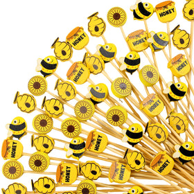 Zubebe Summer Bees sunflowers picks add playful garnish to fruit and cupcakes