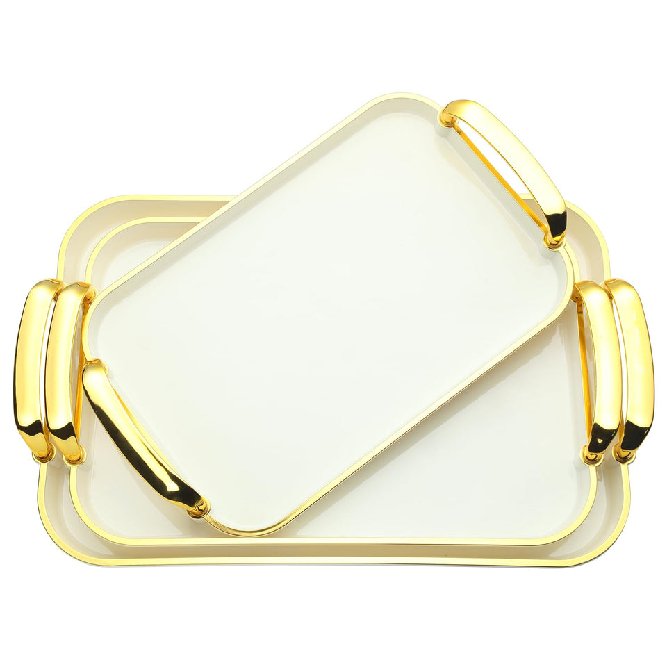 Zufudo 3-pack serving trays with handles neatly stacked for party service.