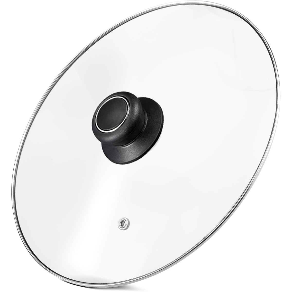 ZUIHUI 12-inch tempered glass lid shown on a skillet for clear view during cooking