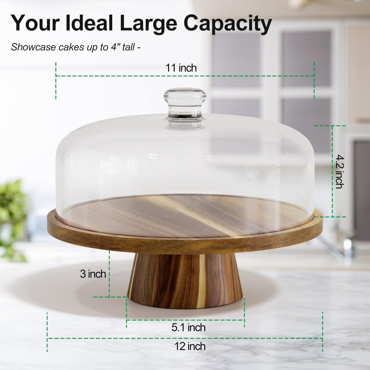 ZUJJAFY cake stand with lid opens to reveal a flat serving board.
