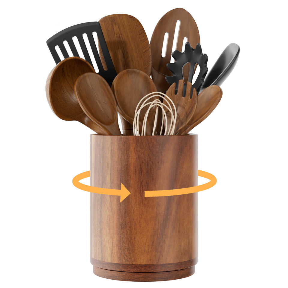 ZUJJAFY Utensil Holder 360-rotation base for easy counter access and organization