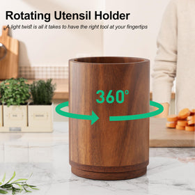 ZUJJAFY Utensil Holder acacia-wood adds natural warmth to your kitchen decor