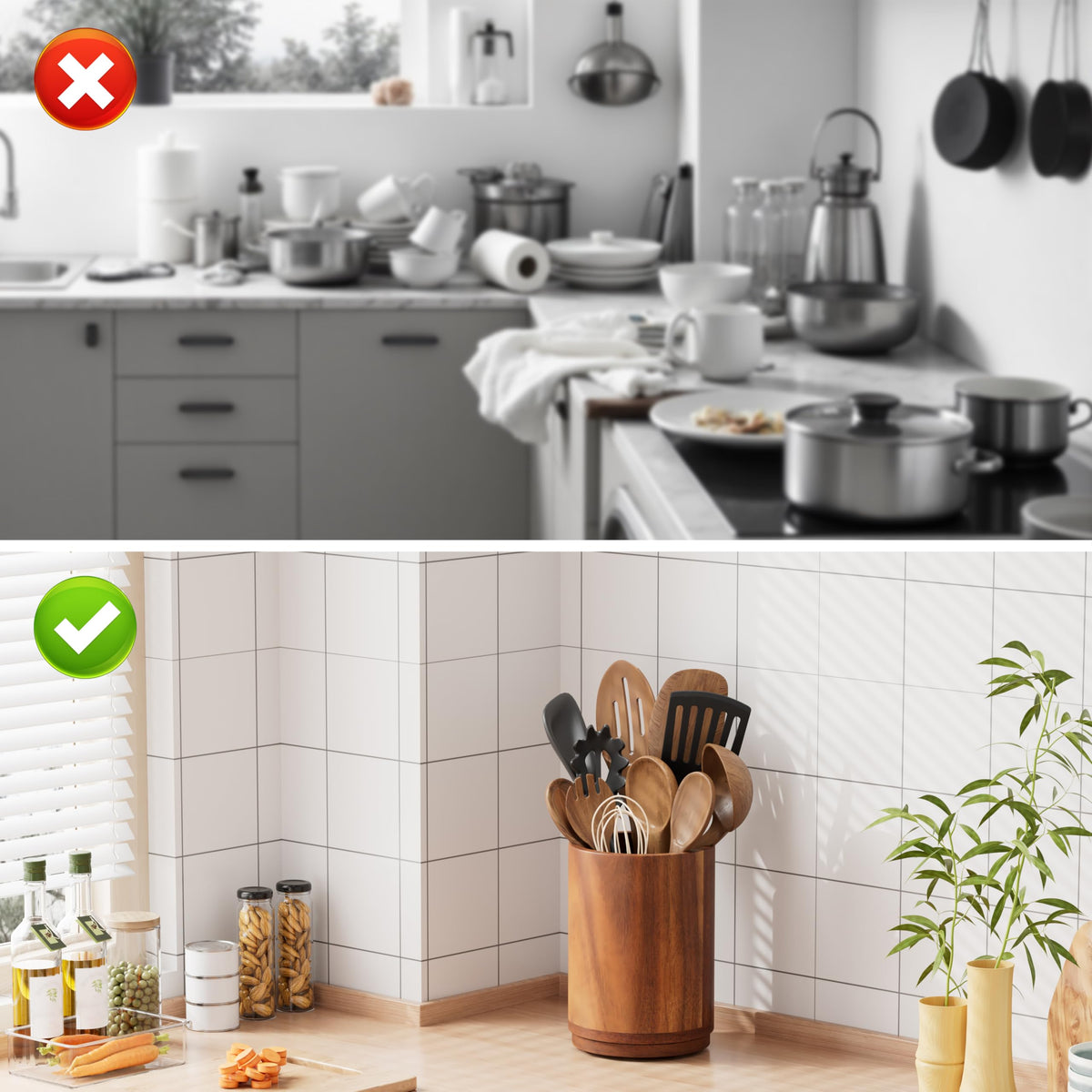 ZUJJAFY Utensil Holder durable-base ensures stability on busy counters
