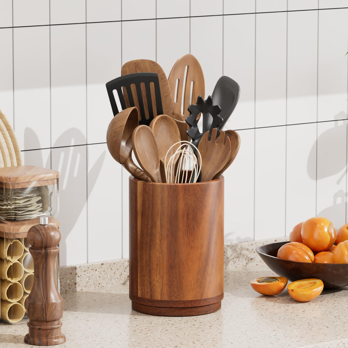 ZUJJAFY Utensil Holder on-countertop keeps essentials within arm's reach
