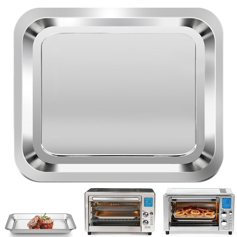ZuKaYeHome air fryer grill pan, 12x10 inch, durable stainless steel for healthy cooking.