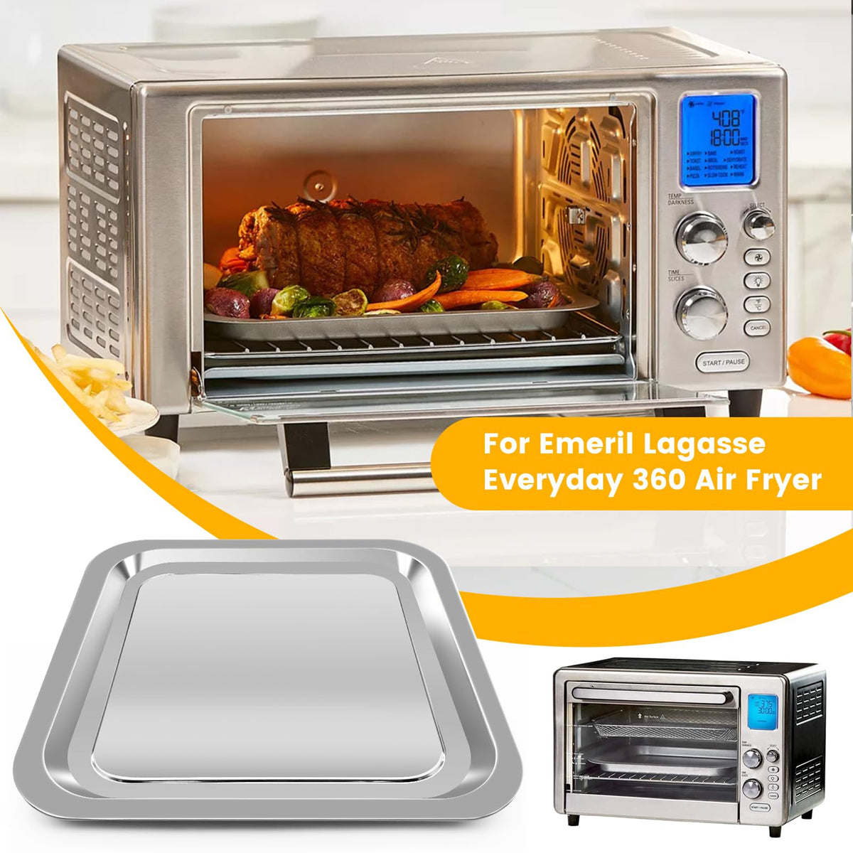 Oven-ready setup with ZuKaYeHome air fryer grill pan for versatile meals.